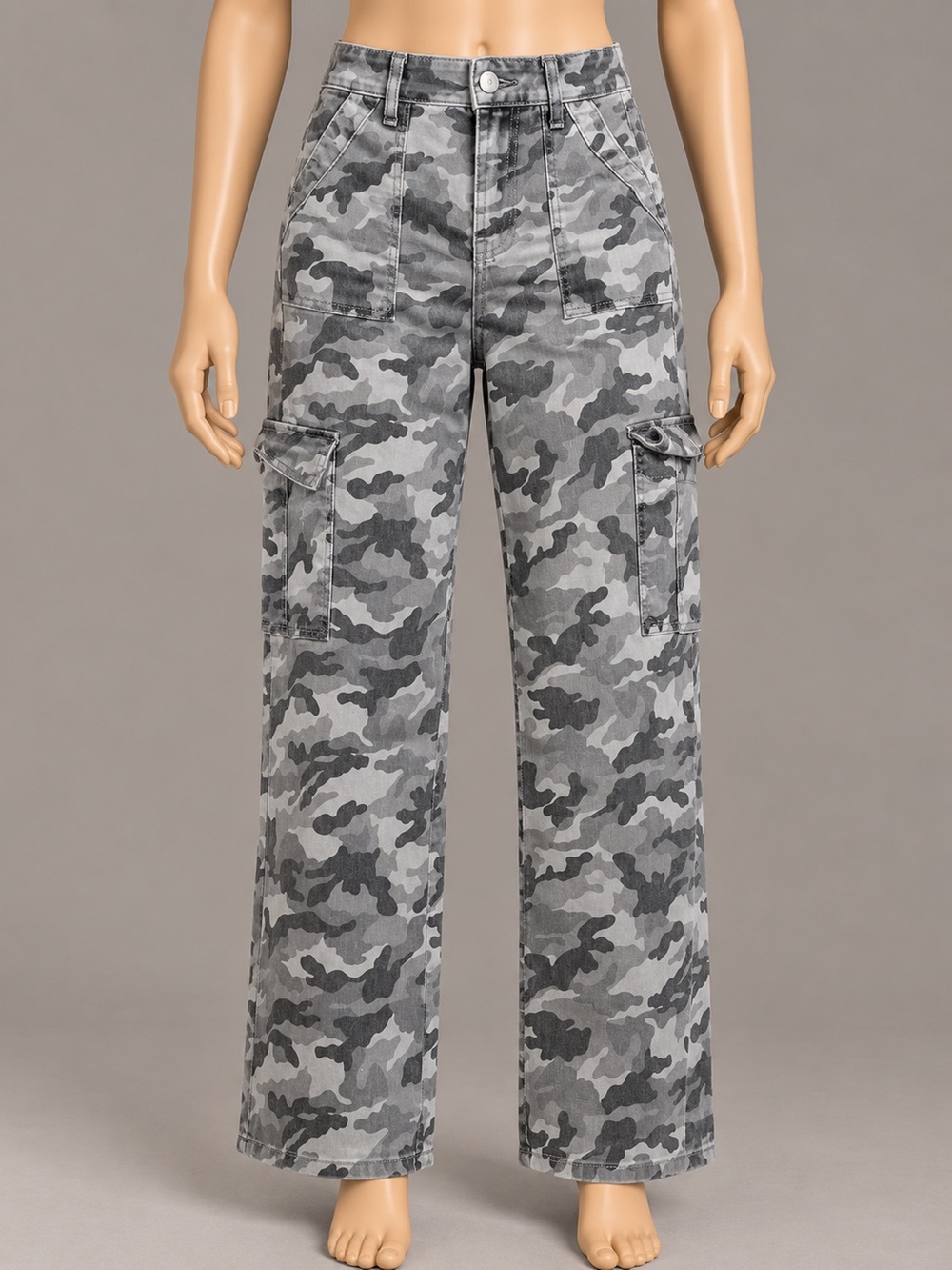 HIDDEN Los Angeles Gray Camo Cargo Wide Leg Jeans Size 23